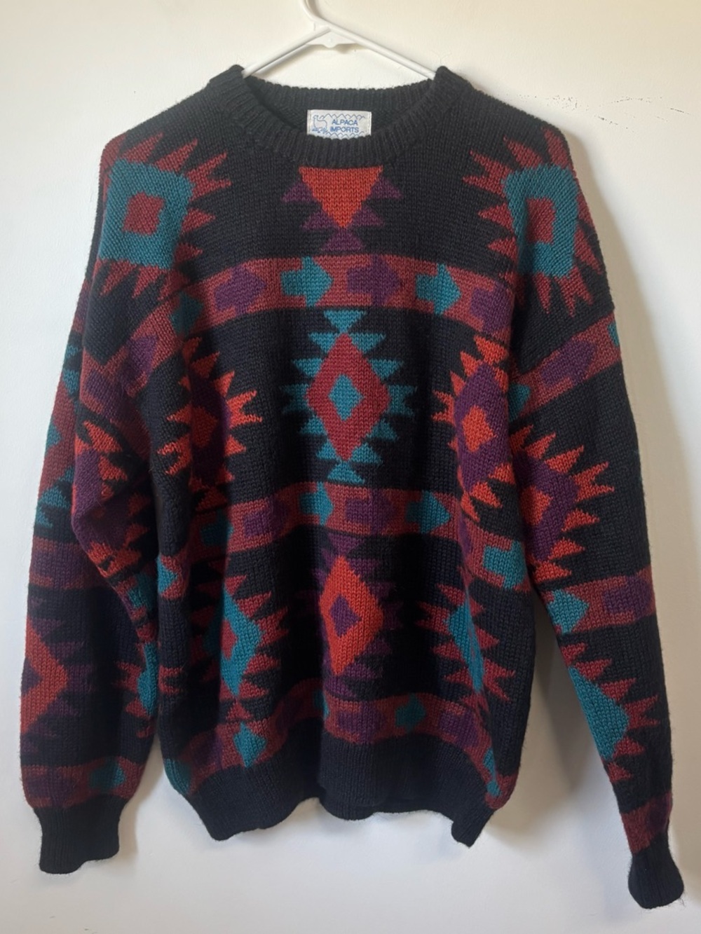 Vintage Alpaca Imports Geometric Pattern Crewneck Sweater